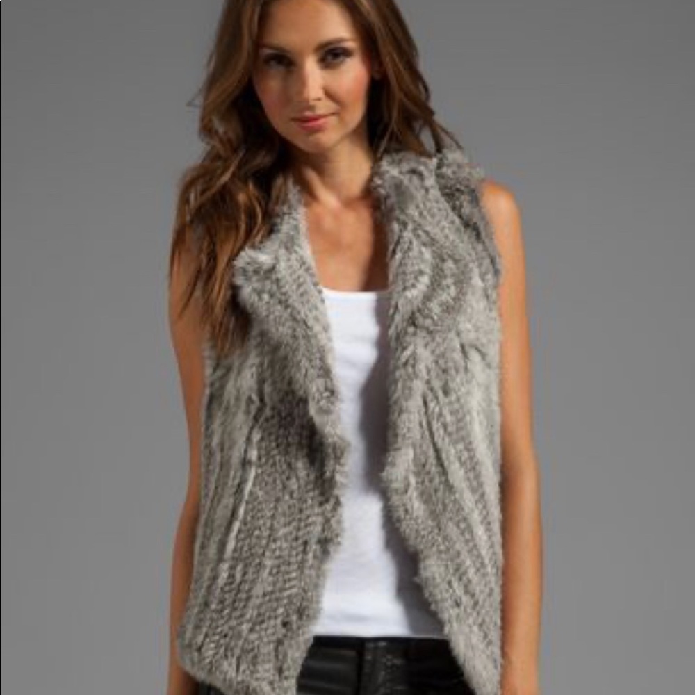 Knitted rabbit fur vest